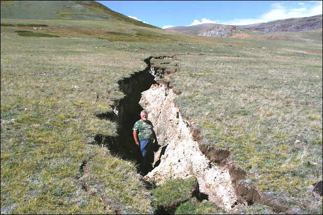 Трещины при Горно-Алтайском землетрясении. 55 Кбайи