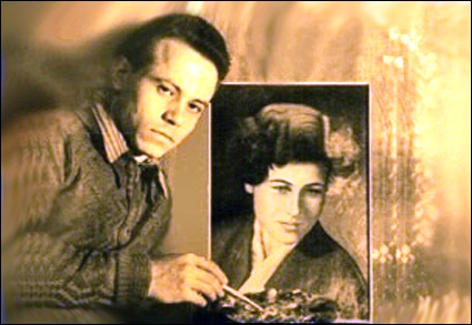 За работой над портретом Нины Бересневой. Ташкент, 1957 г. 48 Кбайт